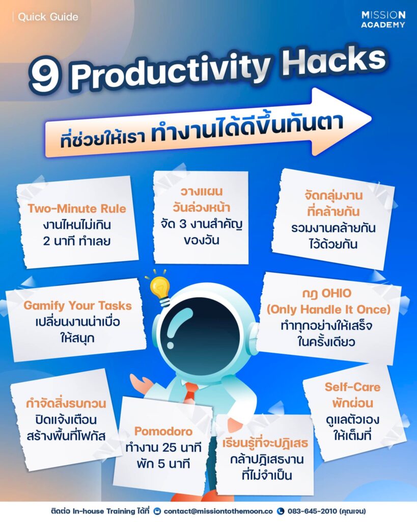 9 Productivity Hacks ที่ช่วยให้เราทำงานได้ดีขึ้นทันตา